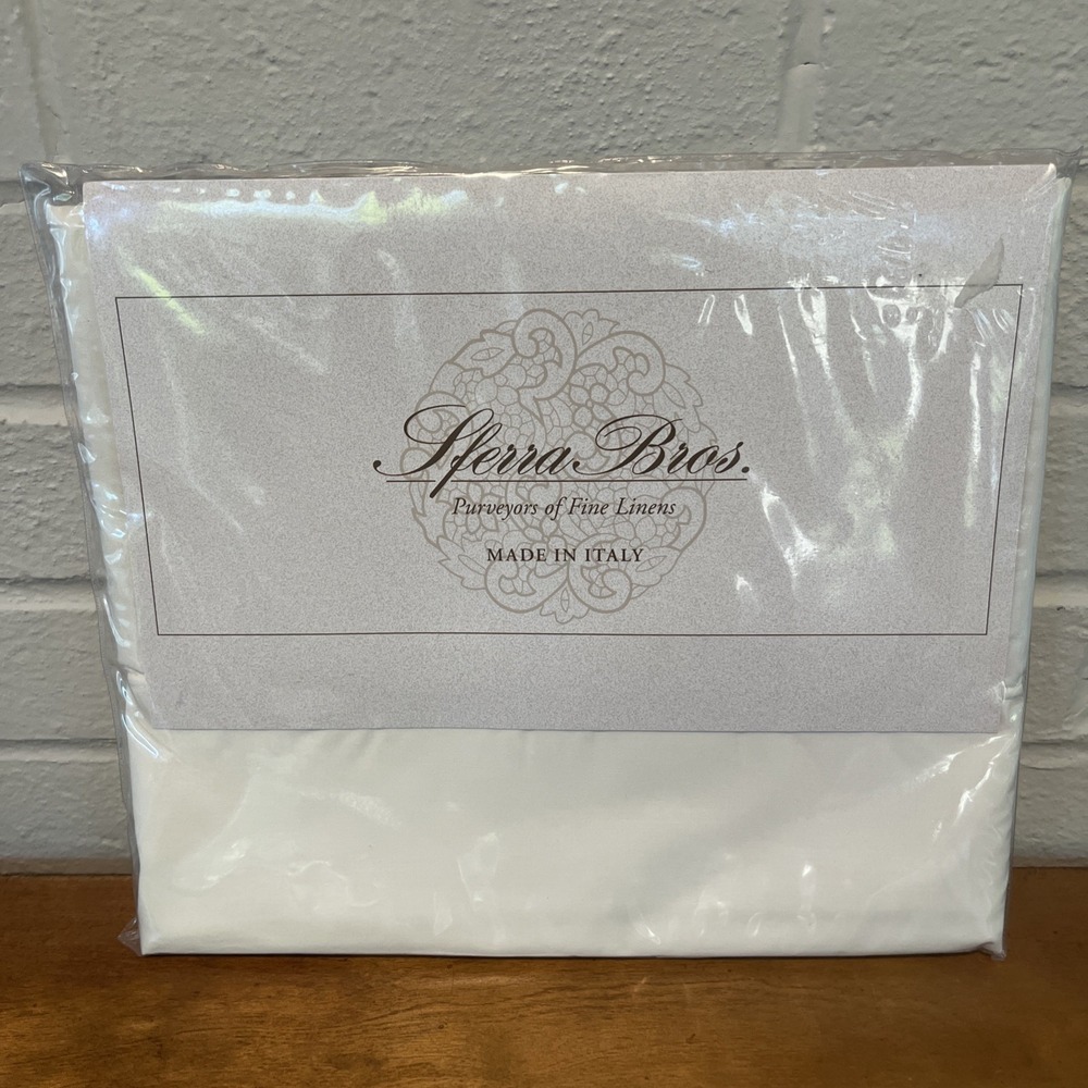 SFERRA BROS 2 StandardPILLOWCASES 100% EGYPTIAN COTTON PUNTO OMBRA HEM ITALY NEW